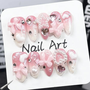Handmade Kawaii Pearl Bows (Almond, Medium)