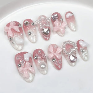 Handmade Kawaii Pearl Bows (Almond, Medium)