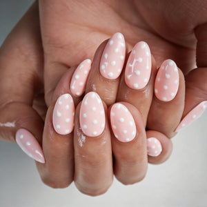 Handmade Pink White Polka Dot (Almond, Medium)