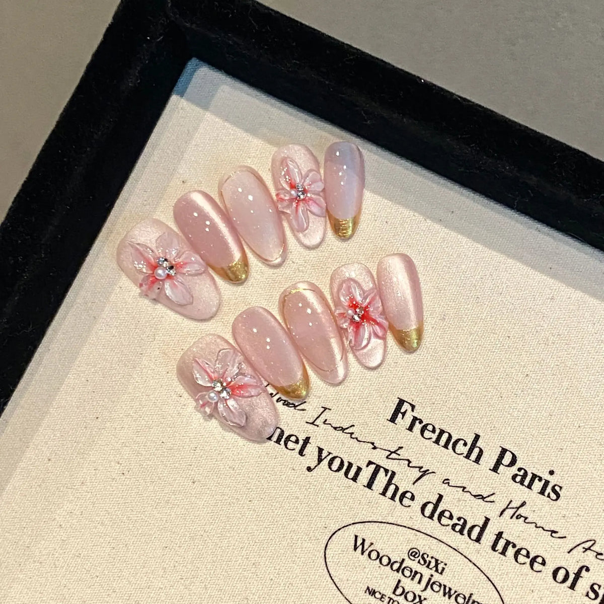Handmade Shiny Pink Flower Pearls (Almond, Medium)