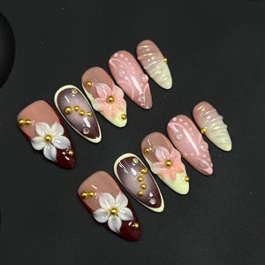 Handmade 3D Carved Petals Retro (Almond, Medium)
