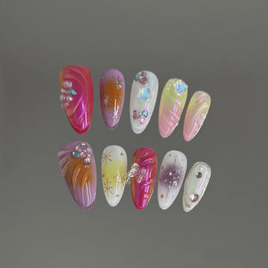 Handmade Multicoloured Aurora Butterfly Stars (Almond, Medium)