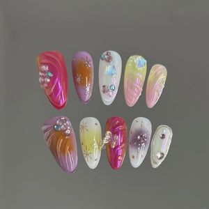 Handmade Multicoloured Aurora Butterfly Stars (Almond, Medium)