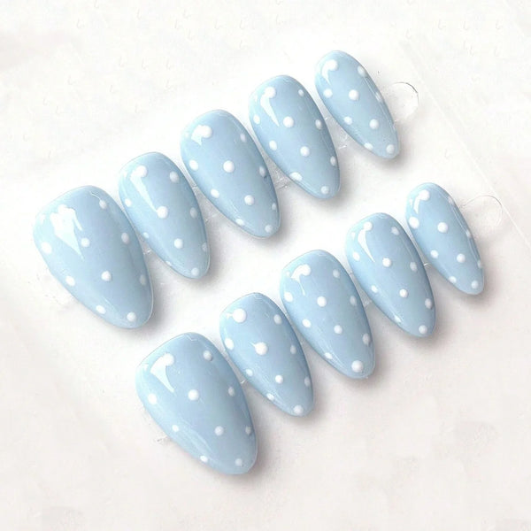 Handmade Blue Polka Dot (Almond, Medium)