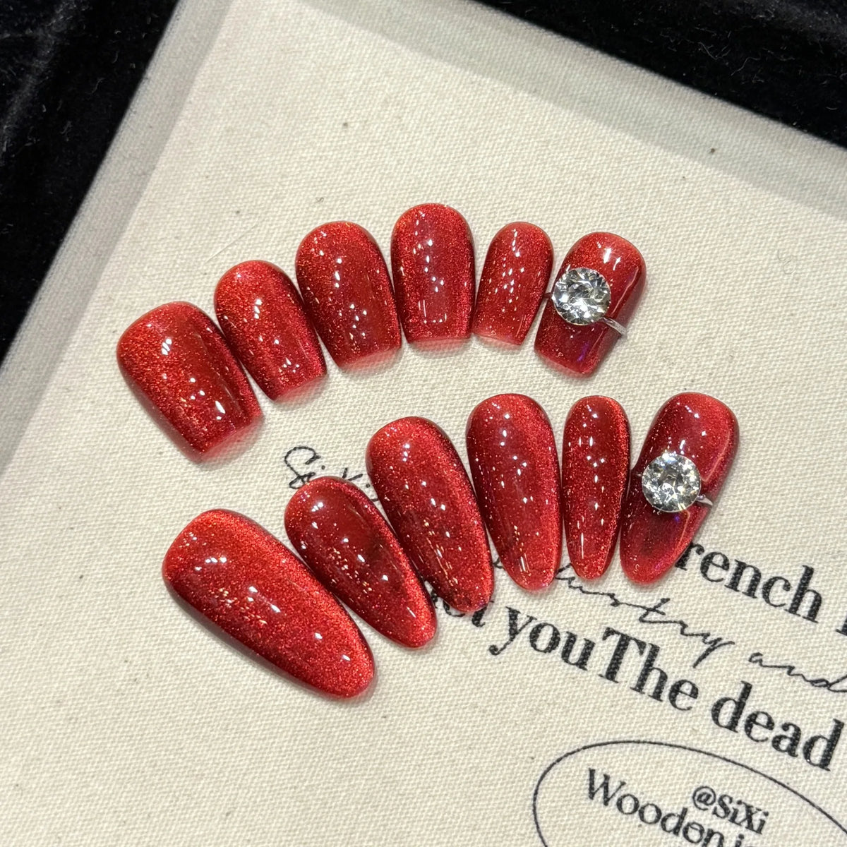 Handmade Ruby Diamond Cat Eye (Square, Short)