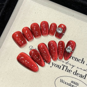 Handmade Ruby Diamond Cat Eye (Square, Short)
