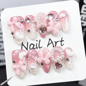 Handmade Kawaii Pearl Bows (Almond, Medium)