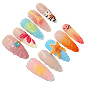 Handmade Summer Coral Beach (Almond, Medium)