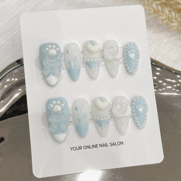 Handmade Light Blue Bear Claws (Almond, Medium)