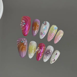 Handmade Multicoloured Aurora Butterfly Stars (Almond, Medium)
