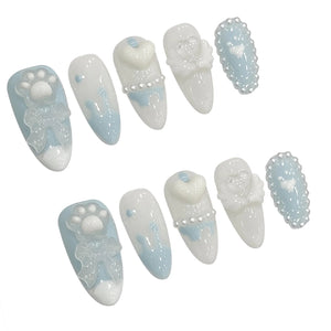 Handmade Light Blue Bear Claws (Almond, Medium)