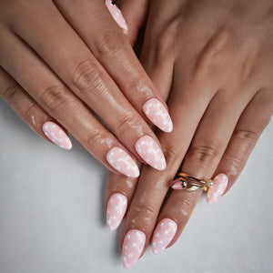 Handmade Pink White Polka Dot (Almond, Medium)